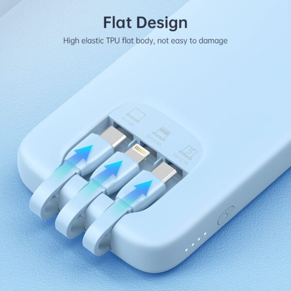 Portable Charger 10000mAh PD 20W Power Bank Built in 3 Cables Fast Charging External Battery 4