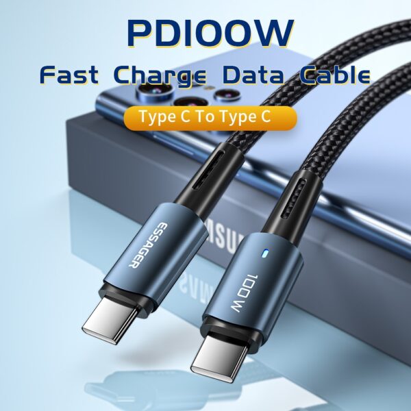 USB C To Type C Cable PD 100W 1M Fast Mobile Phone Charging Cord 6