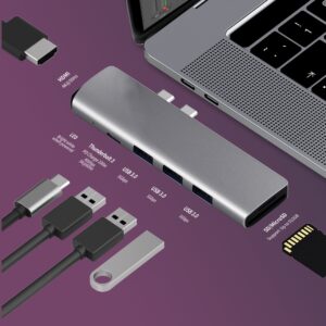 USB 3.1 Type-C Hub Including HDMI 4K / Thunderbolt 3 / USB C Hub / TF & SD Reader / PD Slots 1