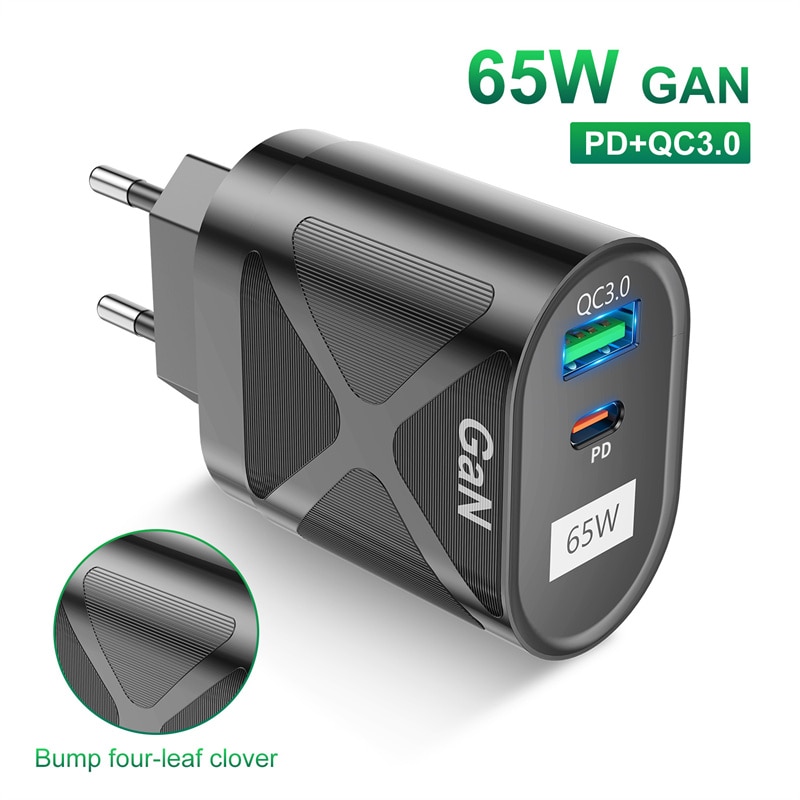 USB C 65W GaN Fast Charge Adapter Type-C PD Quick Power Adapter 1